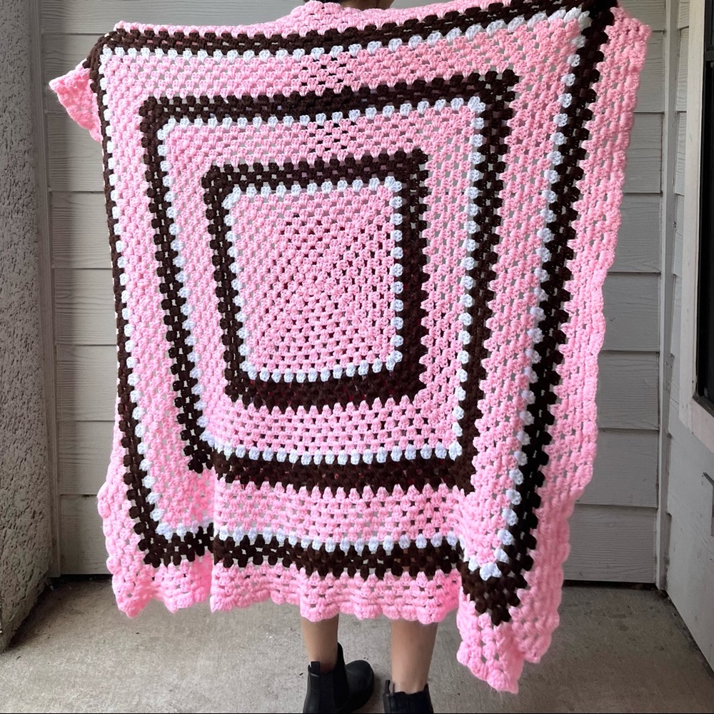 Handmade Afghan Crochet Blanket Throw Granny Square Hand Knitted.